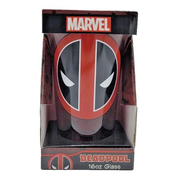 Marvel Deadpool Red Ombre 16oz Glass Pint Cup Collectible Superhero Drinkware - Picture 5 of 7